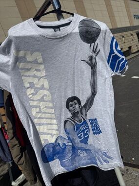 Freshjive Basketball Graphic Tee with Blue Accents